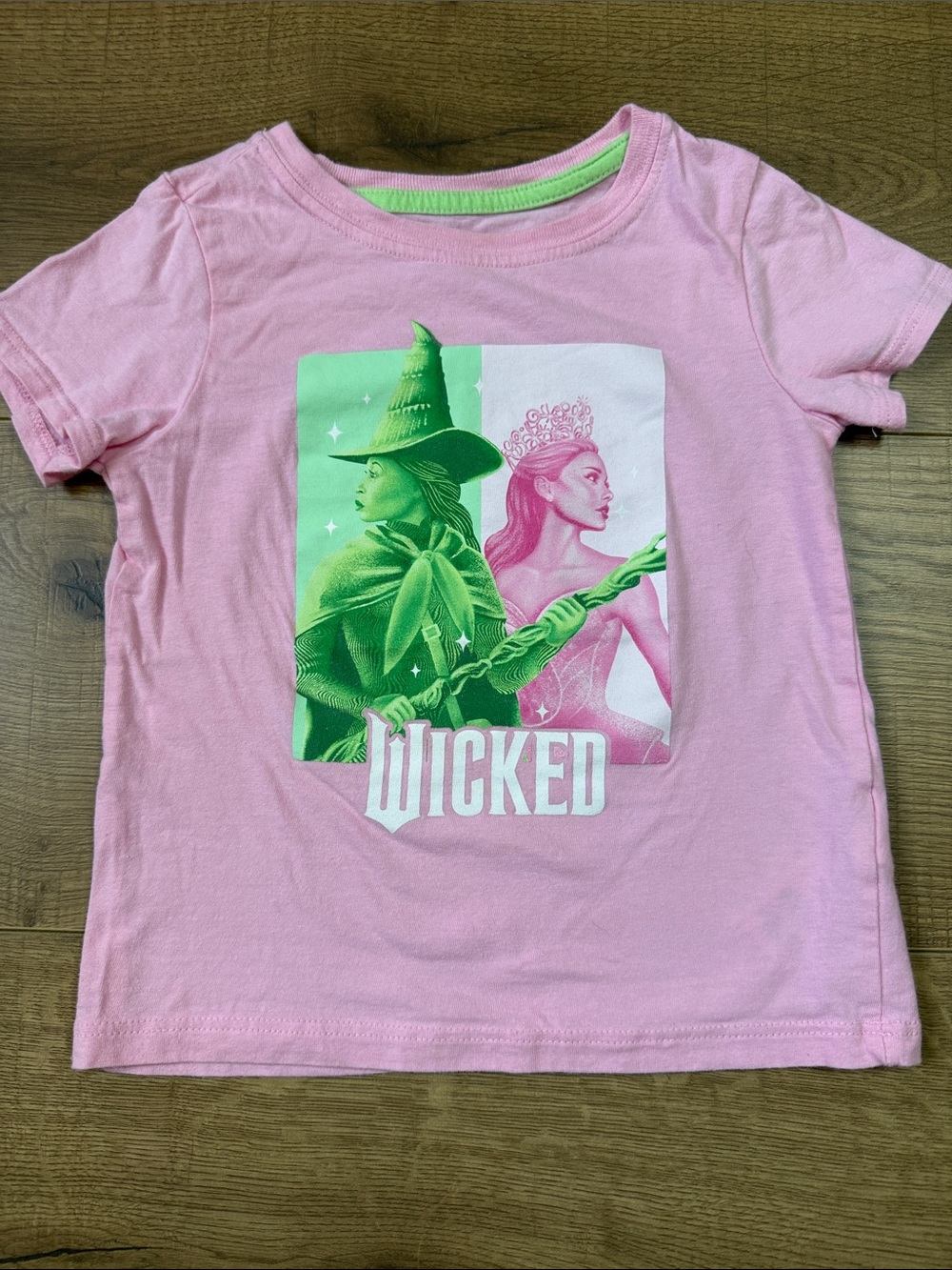Wicked Girls' Pink Graphic Tee with Green Print